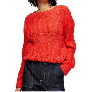 Top shop petal pointelle crochet knit sweater size Med